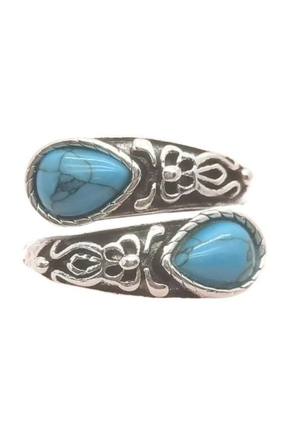 925 Sterling Silver Natural Turquoise Moonstone Rings for Women Size Adjustable Sunflower Ring Vintage Spoon Rings Gift Elegant Jewelry for Women