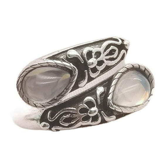 APIPEE 925 Sterling Silver Natural Turquoise Moonstone Rings for Women Size Adjustable Sunflower Ring Vintage Spoon Rings Gift Elegant Jewelry for Women