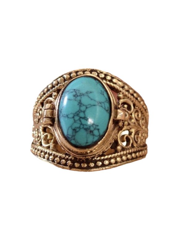 925 Sterling Silver Natural Turquoise Moonstone Rings for Men Retro Green Ring Vintage Elegant Jewelry With White Gift Box