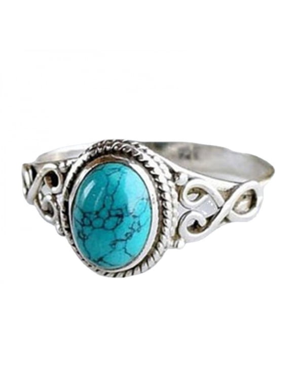 925 Sterling Silver Natural Turquoise Moonstone Rings for Women engagement Ring Vintage Elegant Jewelry With White Gift Box