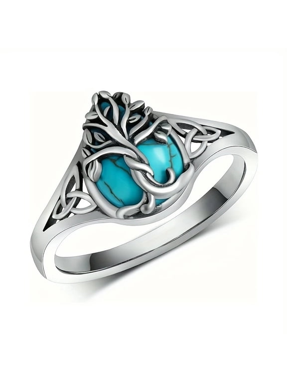 925 Sterling Silver Natural Turquoise Moonstone Rings for Women twisted Vintage Elegant Jewelry with White Gift Box