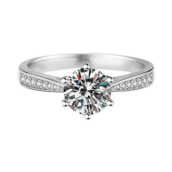 APIPEE 925 Sterling Silver Ring for Women 2025 Fashion 1 Karat six Claws cubic Zirconia Engagement Rings Promise Wedding Jewelry Gift for Her