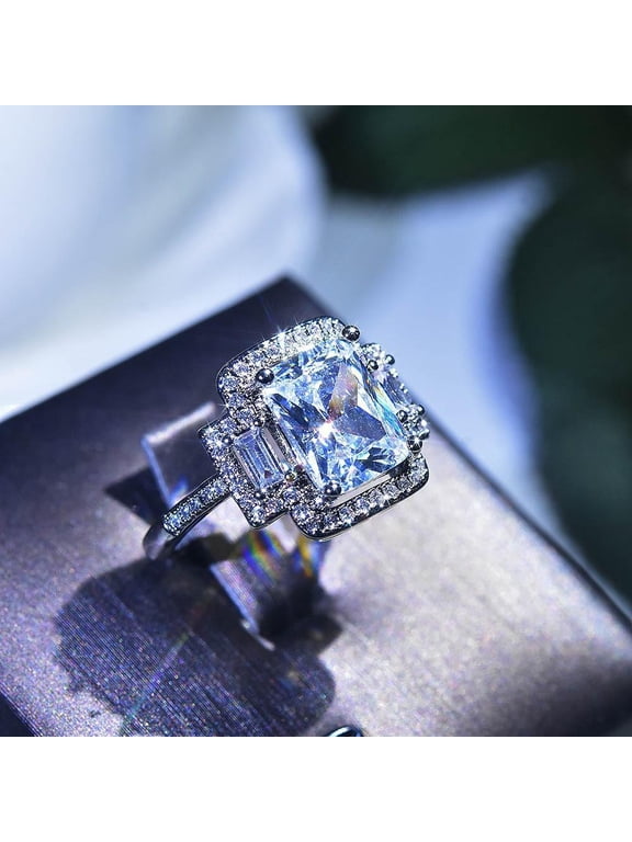 925 Sterling Silver Ring for Women 2025 Fashion Square Moissanite Adjustable Engagement Rings Promise Wedding Jewelry Gift for Her