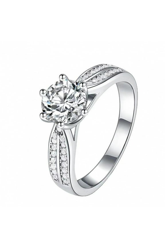 925 Sterling Silver Six-Prong Ring Eight Hearts Eight Arrows One Carat Moissanite Adjustable Ring For Women 2025 Engagement Rings Promise Wedding Jewelry Gift for Her