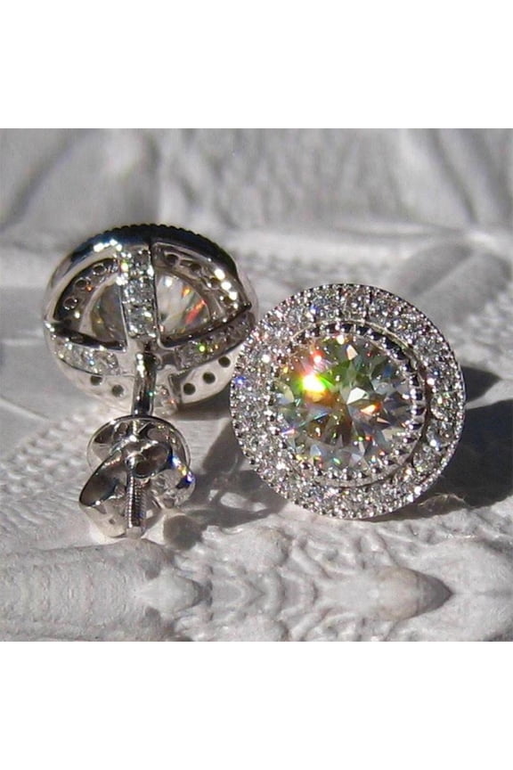 925 Sterling Silver Stud Earrings Birth Cubic Zircon Fashion Jewelry For Women