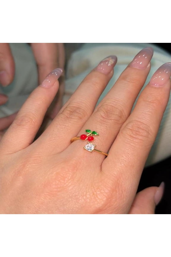 Adjustable Cherry Ring - Daily Use, Adjustable Fit, Lightweight Design, Versatile Accessory For Everyday Wear