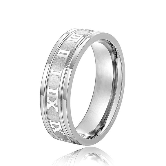 Silver Pickup Rings APIPEE Unisex Roman Numerals Band Ring for Women and Men Silver Toned ...