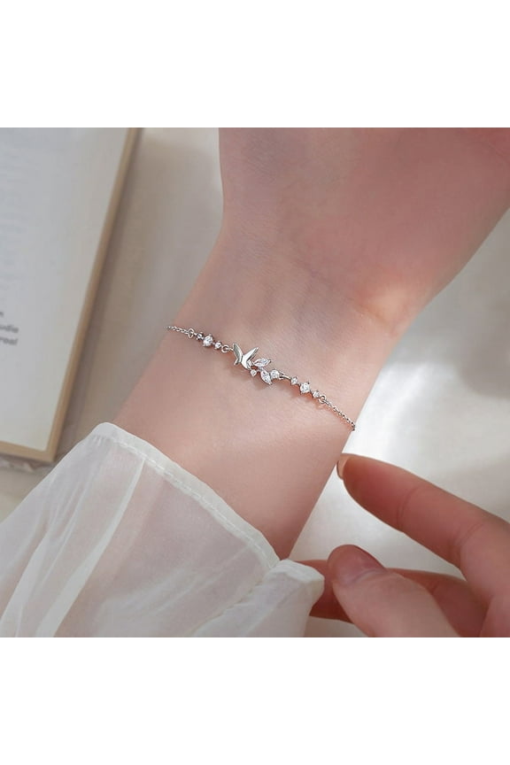 Butterfly 925 Sterling Silver Bracelets for Women, Fashion Adjustable Slider Unique S925 Bracelet Jewelry For Wedding Gifts