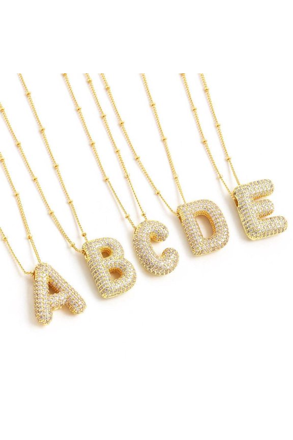 APIPEE Fashion Alphabet Pendant Necklace for Women , cubic zirconia Decor Necklace, Daily Clothing Decor, Trendy All-match & Exquisite Jewelry