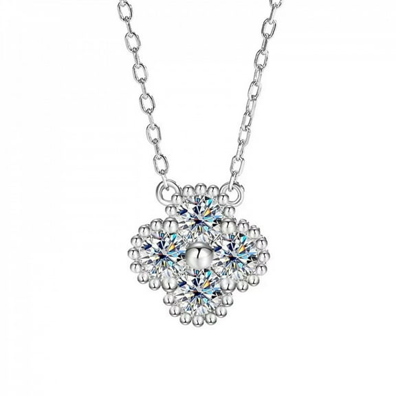 APIPEE Four-Leaf Clover Necklace for Women with Moissanite 925 Sterling Silver