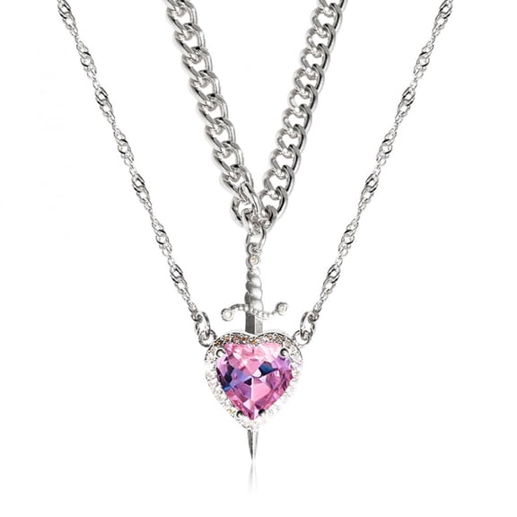 APIPEE Heart Dagger Pendant Layered Necklace for Women