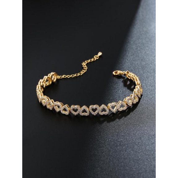 APIPEE Heart Design Cute Bracelets, Artificial Zircon Decor Matching Dainty Jewelry for Party, Daily Clothing Decor for Back To School, Matching Bracelets, Valentine's Day, Gift