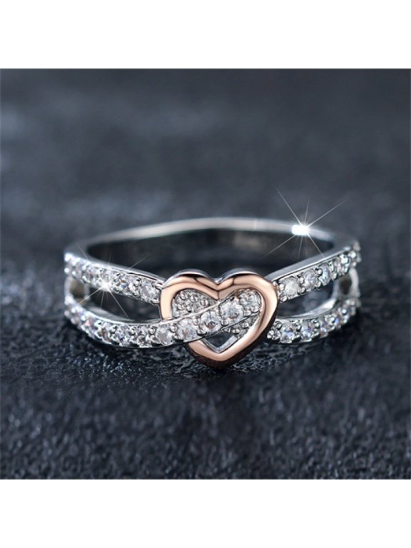 Love Cross Shape Simple Women's All-match Ring Platinum Plated Moissanite Stone