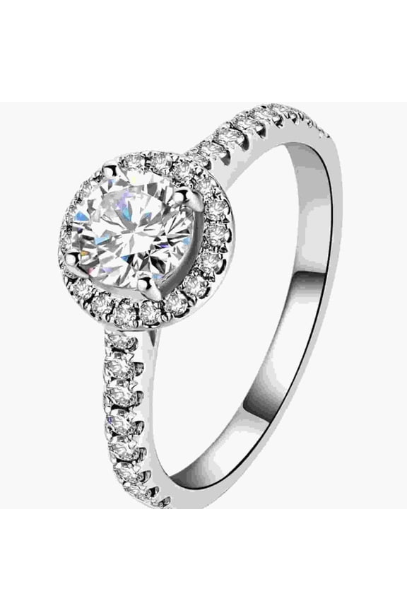 Luxury round 925 Sterling Silver and Platinum plating Ring for Women 2025 Fashion Moissanite Engagement Rings Promise Wedding Jewelry Gift for Her