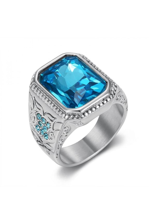 Mens Titanium CZ Engagement Wedding Band Comfort Fit Jewelry Gift for Dad With White Gift Box Packaging