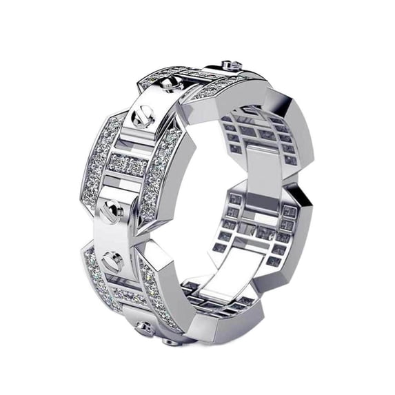 APIPEE Mens Titanium Ring Wedding Band Cubic Zirconia Accessories Punk Style Ring With Gift Box
