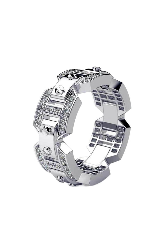 Mens Titanium Ring Wedding Band Cubic Zirconia Accessories Punk Style Ring With Gift Box