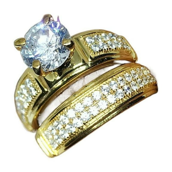 APIPEE Mens Titanium Ring Wedding Band Cubic Zirconia Fashion Couple Wedding Rings Lover Holiday Gift Three Ring Set With Gift Box