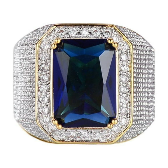 APIPEE Mens Titanium Ring Wedding Band Cubic Zirconia Hip Hop Domineering Square Man'S Ring With Gift Box