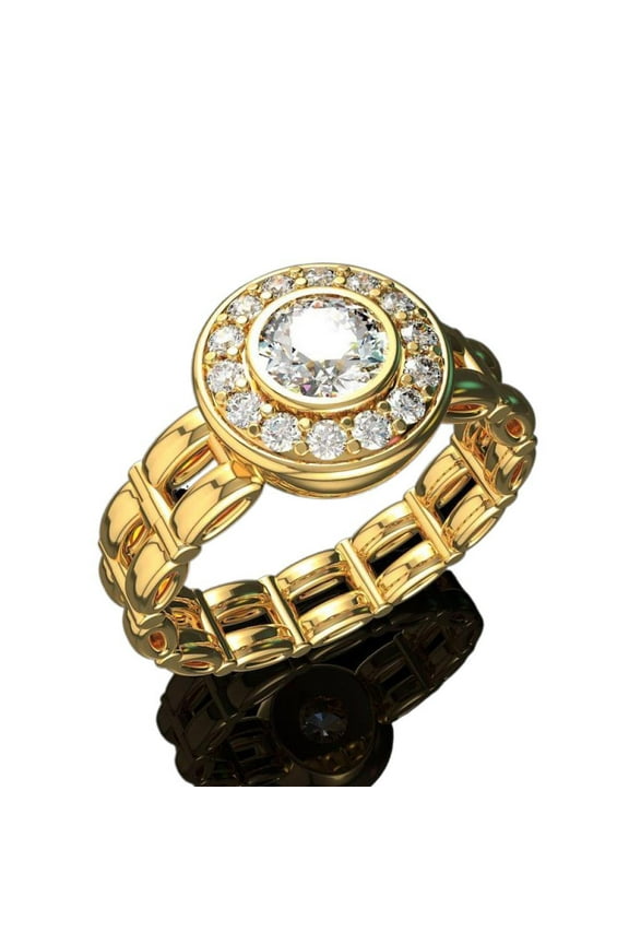 Mens Titanium Ring Wedding Band Cubic Zirconia Men And Women 14K Gold Plated Ring With Gift Box