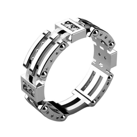 APIPEE Mens Titanium Ring Wedding Band Cubic Zirconia Punk Finger Ring Jewelry Fashion MEN'S Ring With Gift Box