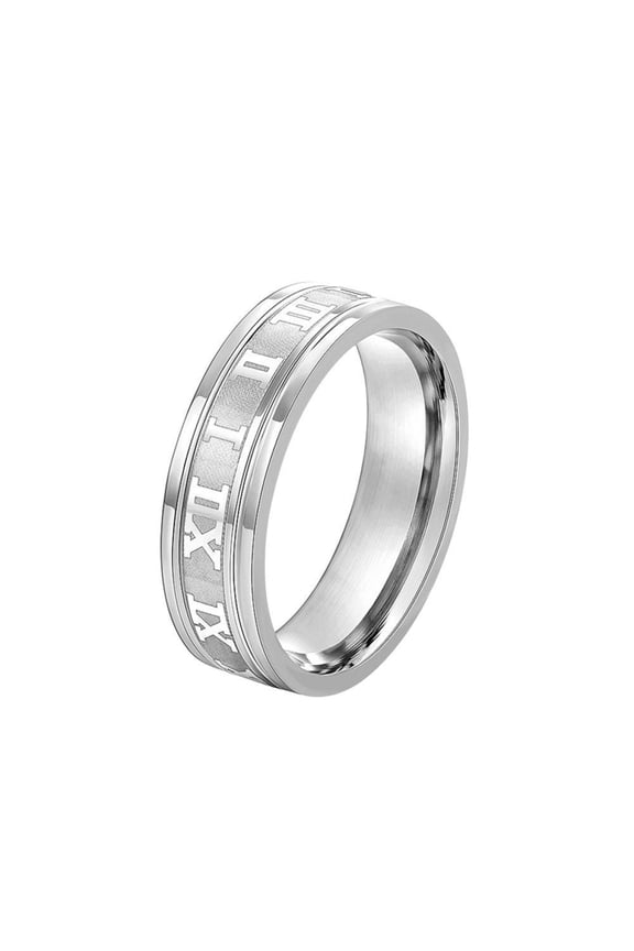Mens Titanium Ring Wedding Band Roman Digital Fashion Ring Personalized Neutral With Gift Box