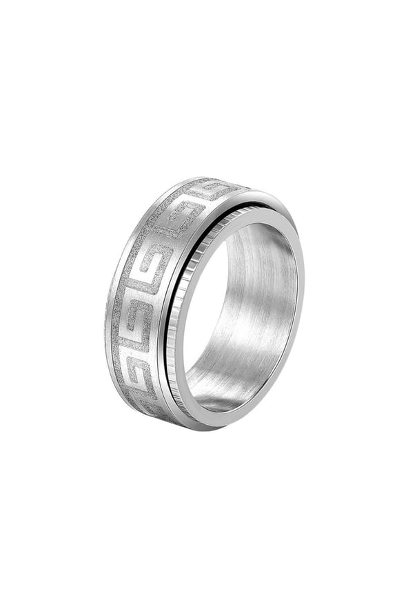 Mens Titanium Ring Wedding Band Texture Pattern Ring Light Luxury Rotatable Design Ring Personality Trend Dark Style With Gift Box