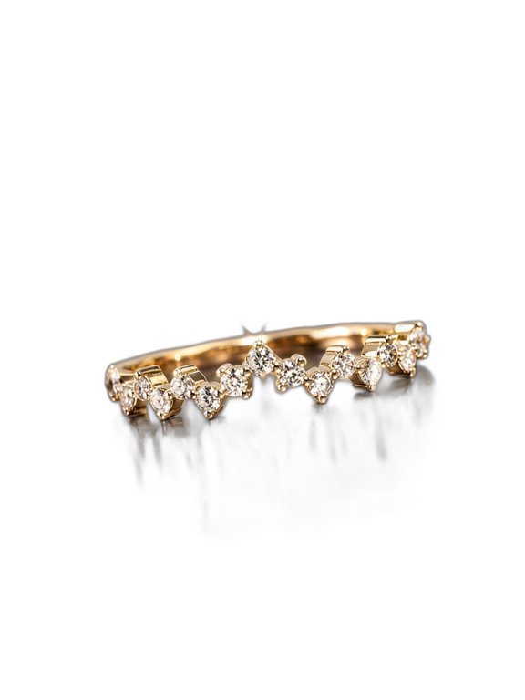 Women's Meteor Semi Eternity Ring 14K Gold-Plated with Clear Cubic Zirconia, Everyday Wear, Size 10, Gift Boxed
