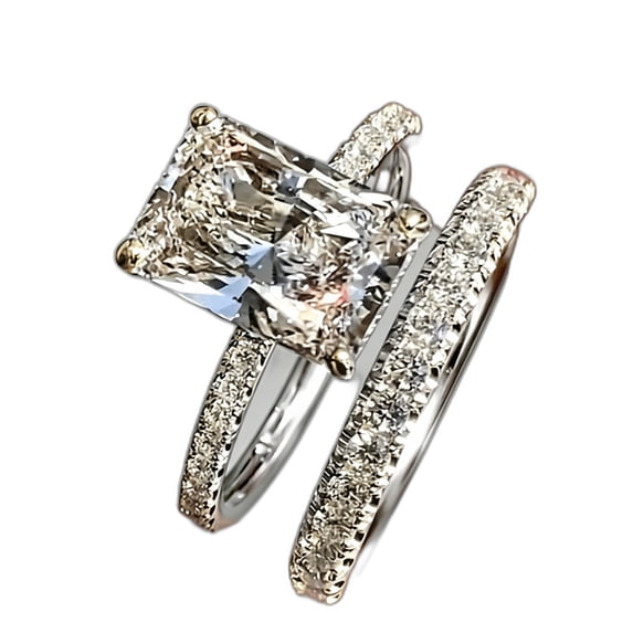 APIPEE Princess Men And Women Engagement And Wedding Ring Set 14K White APIPEE Princess Men And Women Engagement And Wedding Ring Set 14K White