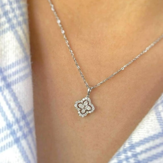 APIPEE Refined Timeless Zircon Cubic Zirconia 925 Sterling Silver Pendant Necklace For Women For Jewelry Lady For Wedding For Everyday Wear Jewelry With Gift Box