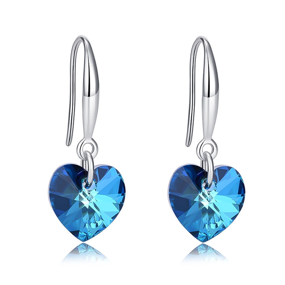 APIPEE S925 Sterling Silver Heart Hook Ocean Heart Earrings Jewelry