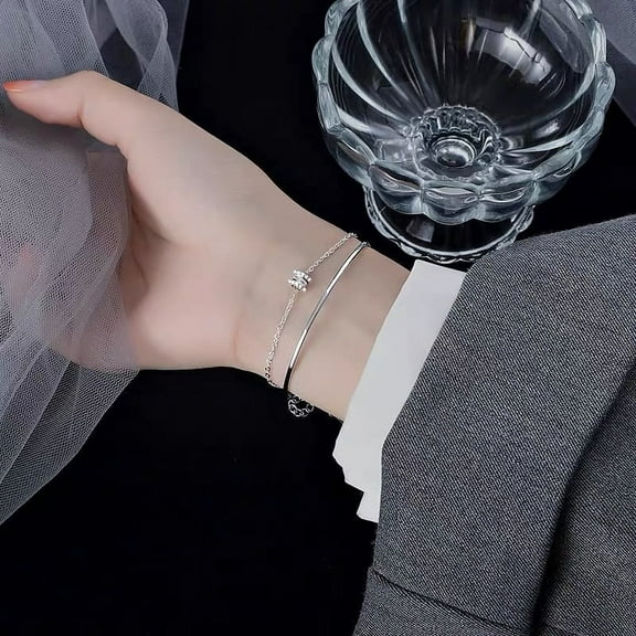 APIPEE Small waist 925 Sterling Silver Bracelets for Women, Fashion Adjustable Slider Unique S925 Bracelet Jewelry For Wedding Gifts