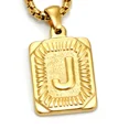 thumbnail image 1 of APIPEE Square Initial Letter Pendant Necklace for Men and Women – 18K Gold Plated Stainless Steel Alphabet Charm on Curb Chain, 1 of 9