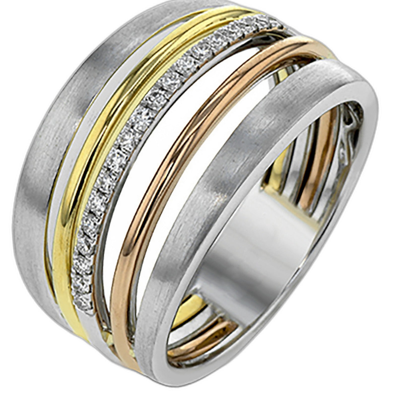 APIPEE Unisex Stacking Ring for Women and Men 14K Tri Tone Gold Plated ...