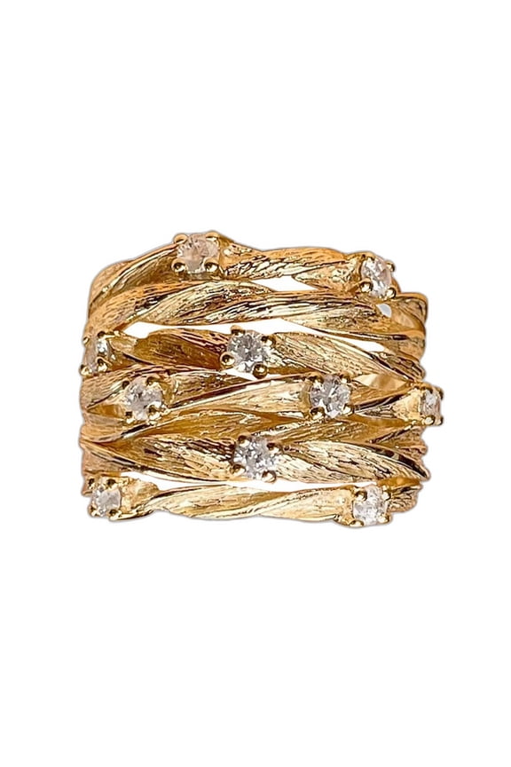 Stainless Steel 4 Ct Cubic Zirconia Bypass Braided Ring for Women US Size 6