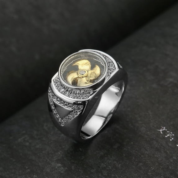 APIPEE Titanium Mens Comfort Fit Wedding Band CZ Engagement Ring Statement Gift Husband With White Gift Box Packaging