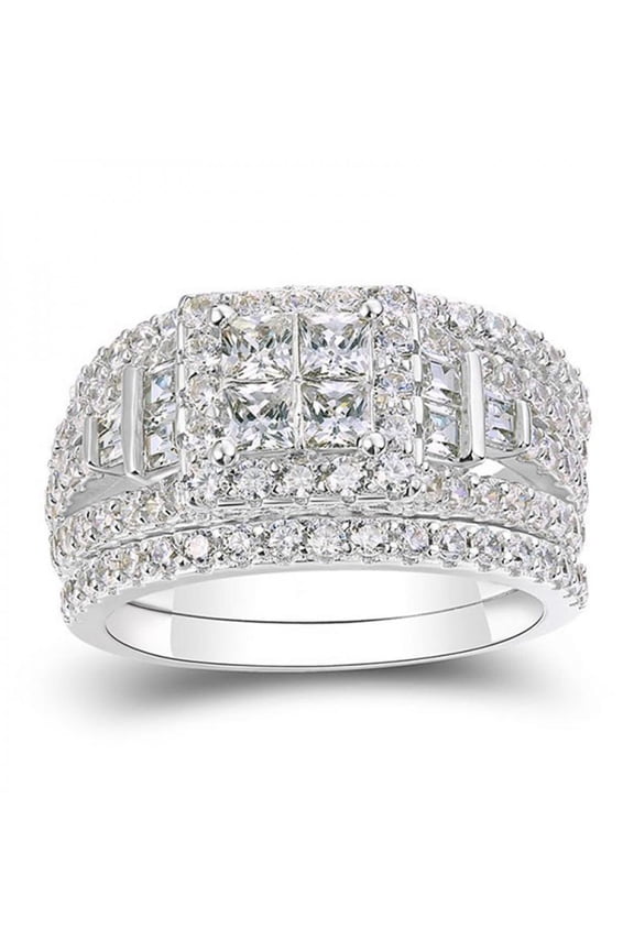 Titanium Mens Engagement Ring Wedding Band CZ Comfort Fit Gift for Husband With White Gift Box Packaging
