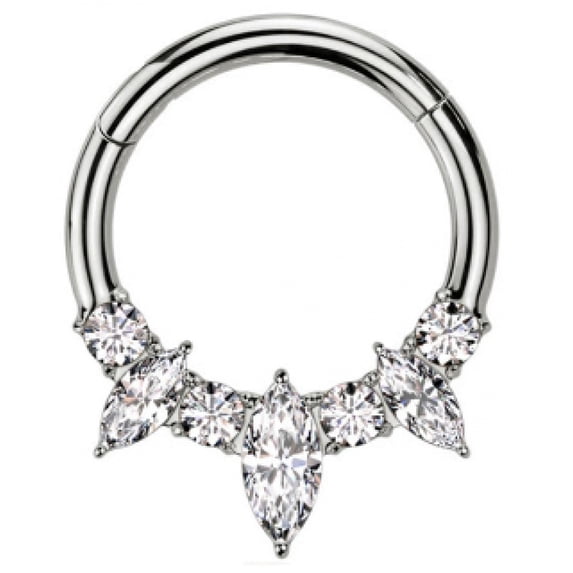APIPEE Titanium Micro Cubic Zirconia Hinged Nose Hoop Ring Body Jewelry Unisex