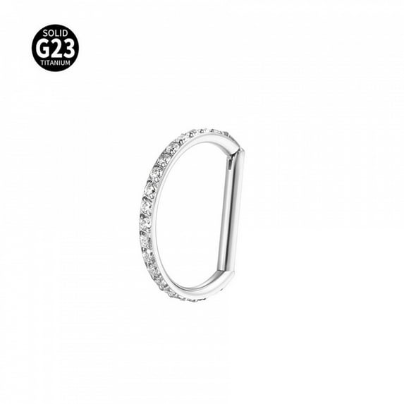 APIPEE Titanium Micro Cubic Zirconia Hinged Nose Hoop Ring Body Jewelry Unisex