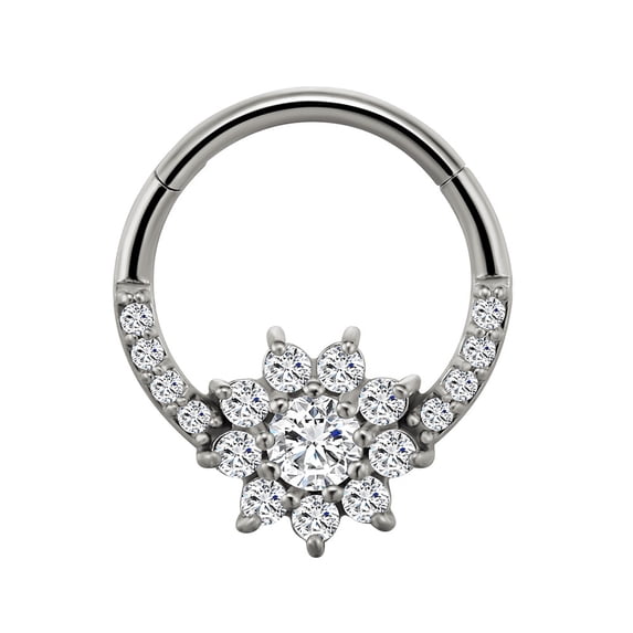 APIPEE Titanium Micro Cubic Zirconia Hinged Nose Hoop Ring Body Jewelry Unisex
