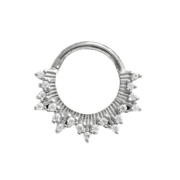 APIPEE Titanium Micro Cubic Zirconia Hinged Nose Hoop Ring Body Jewelry Unisex