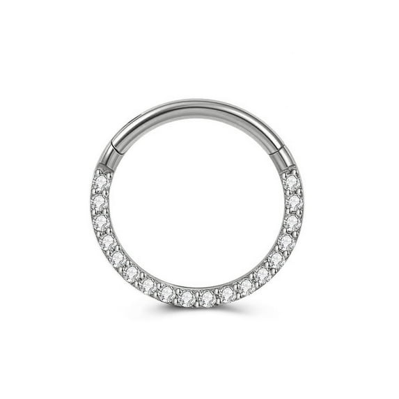 APIPEE Titanium Micro Cubic Zirconia Hinged Nose Hoop Ring Jewelry Unisex