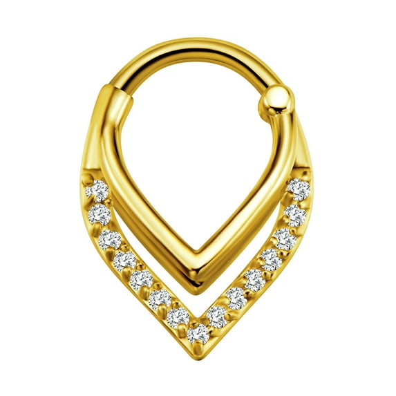 APIPEE Titanium Micro Cubic Zirconia Hinged Nose Hoop Ring Body Jewelry Unisex