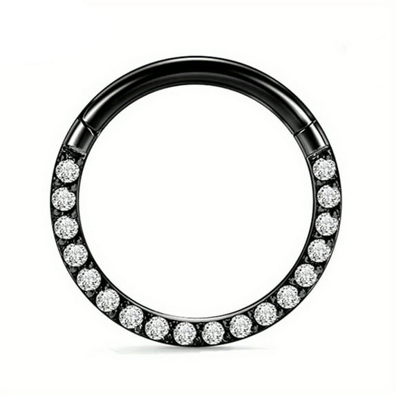 APIPEE Titanium Micro Cubic Zirconia Hinged Nose Hoop Ring Body Jewelry Unisex