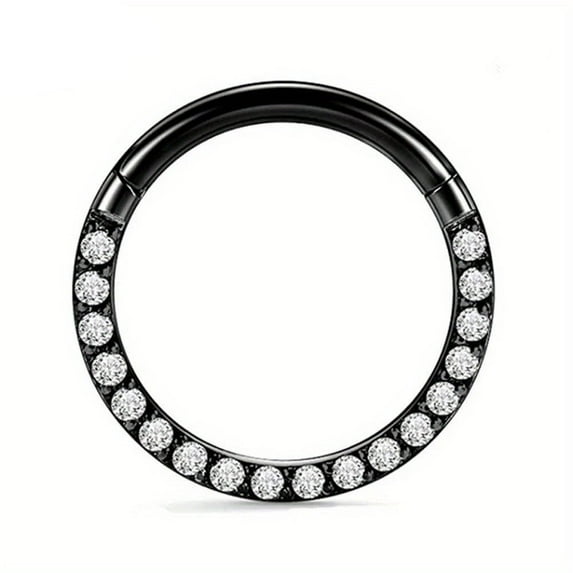 APIPEE Titanium Micro Cubic Zirconia Hinged Nose Hoop Ring Jewelry Unisex