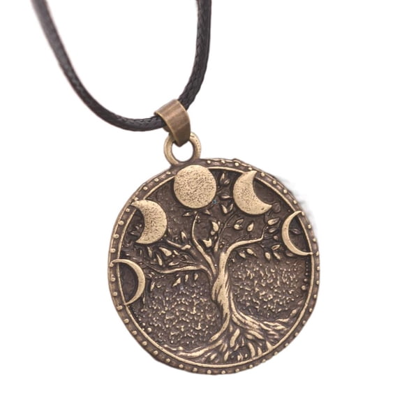 APIPEE Tree of Life Copper Pendant Vintage Moon and Sun Totem Necklace Jewelry for Women Men