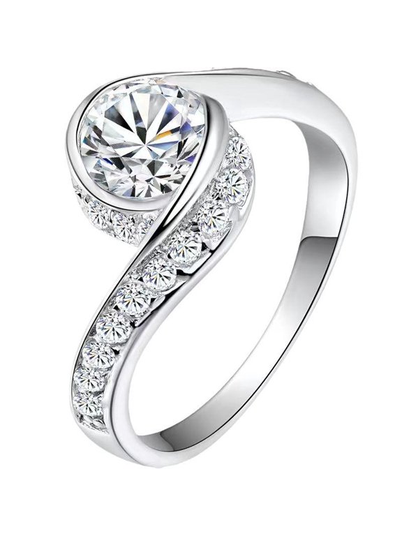 Twisted Arm Ring 1 Karat Eight Hearts and Eight Arrows Zircon Engagement Proposal Ring