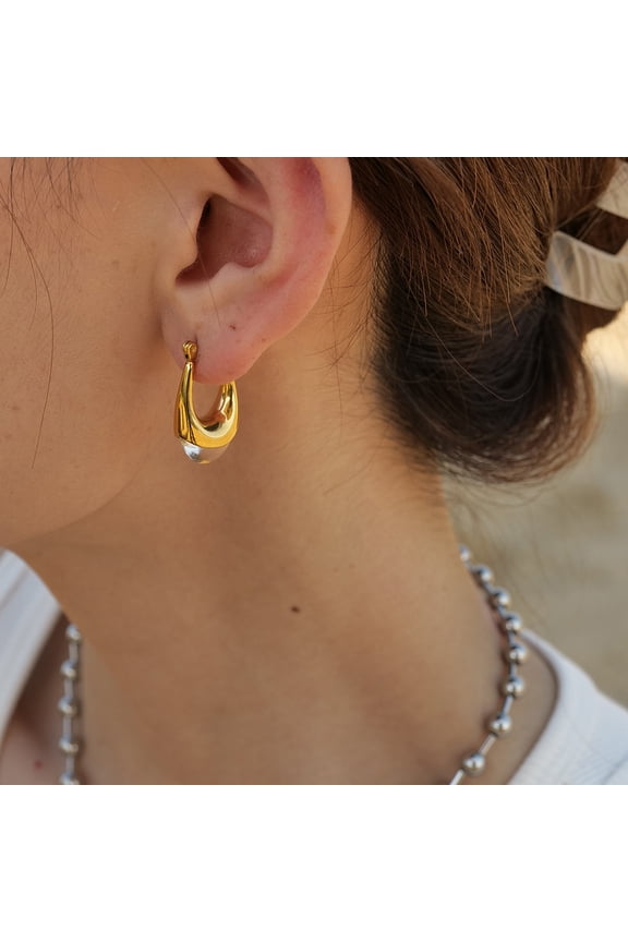 Women 18k Gold Plated Hoop Earrings Light Luxury High-end Stud Earring Bride Wedding Engagement Jewelry Gifts