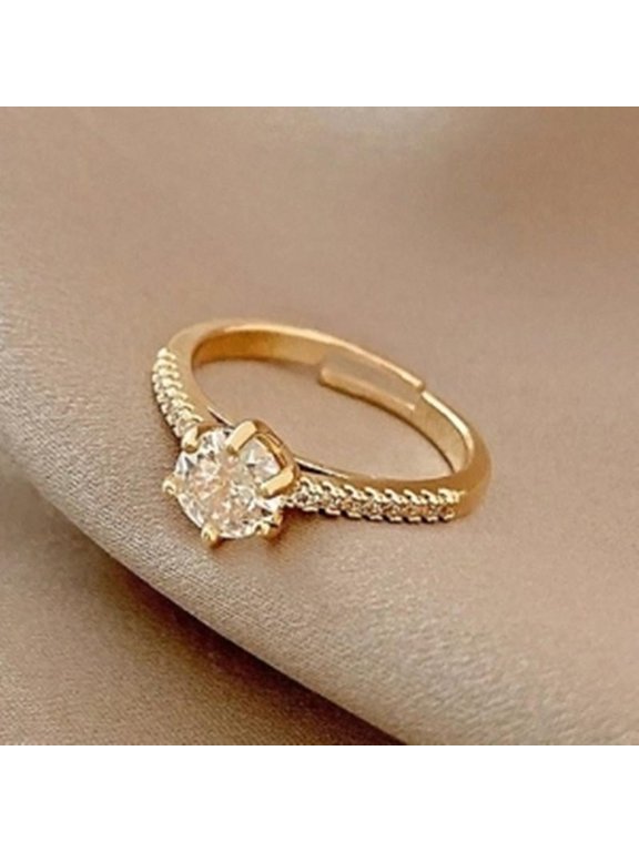 Women 2025 Copper Adjustable Exquisite Cubic Zirconia Ring Jewelry for Dating Party