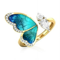 APIPEE Women 925 Sterling Silver Blue Butterfly Cubic Zirconia Thumb Creative Ring Stress Anxiety Rings Women's Novelty Jewelry Lady Birthday Mother's Day Gifts